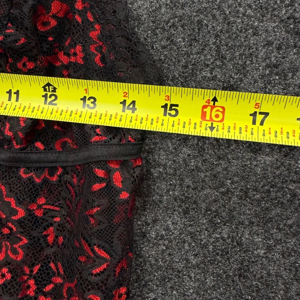 Red and Black Floral Lace Chemise Nightgown Adjustable Straps Sleeveless Sleep